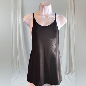 Vintage Y2K Forever 21 Black Women's DEEP V open sided Tank Top size small
